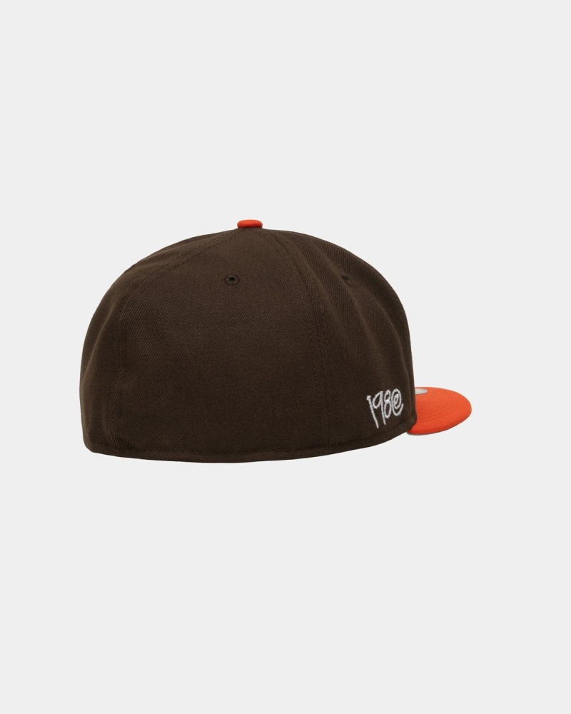 Buy Stussy Caps UAE - New Era 59fifty Curly S Brown / Orange